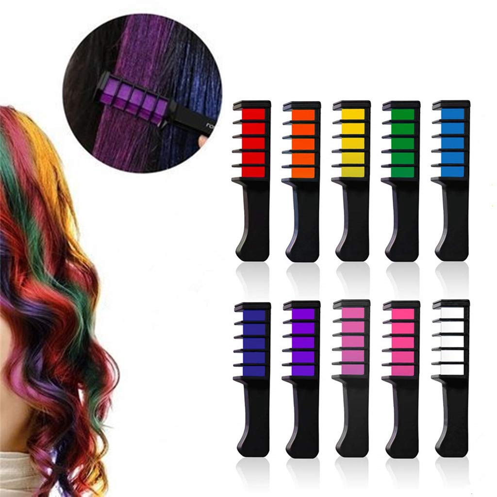 Kasmena Hair Chalk Set 10 Colorful Temporary Washable Hair Chalk