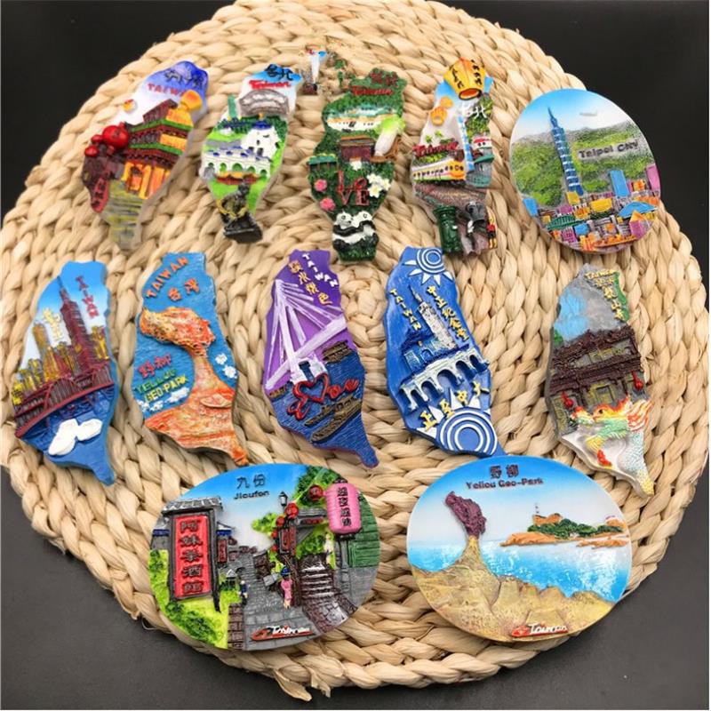 Resin 3D Fridge Magnets China Taiwan Famous Tourist Souvenir Refrigerator Fridge Magnet Sticker Handmade craft Gift