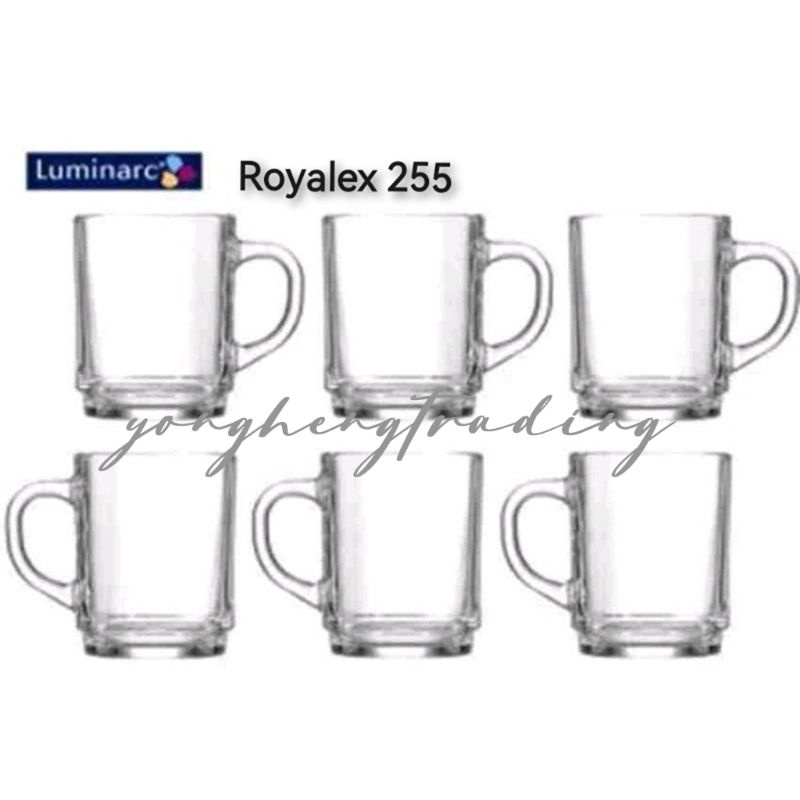 1box =6pcs High Quality Luminarc /Royalex kig 255 Teh Tarik Mug Glass Tempered Tahan Panas 钢化玻璃啦茶杯