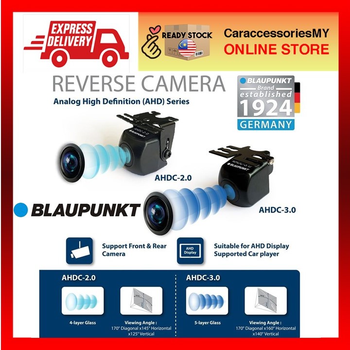 Blaupunkt AHD Car Reverse Camera AHDC-3.0 | 170° Ultra Wide Angle | 5-Layer Glass | AHDC 3.0