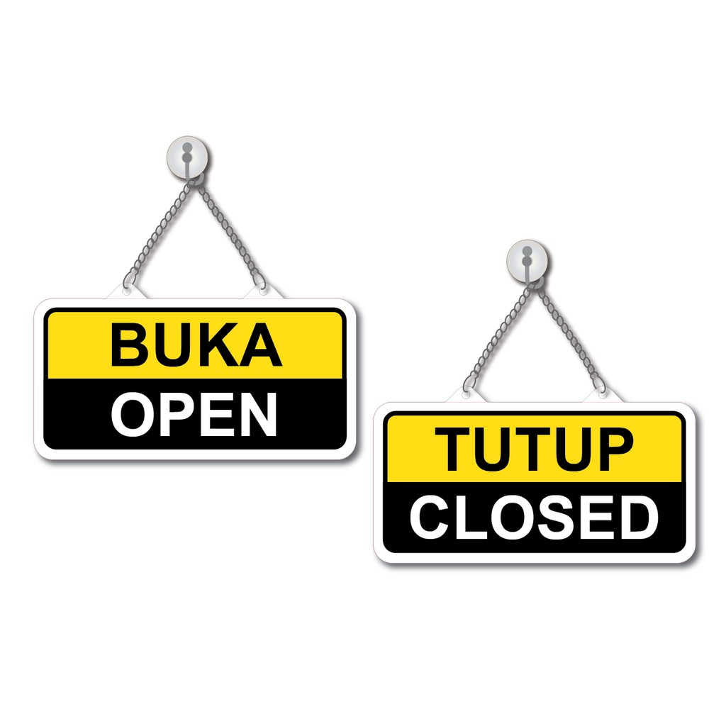 Sb3907y Open Closed Buka Tutup Sign Board With Chain And Suction