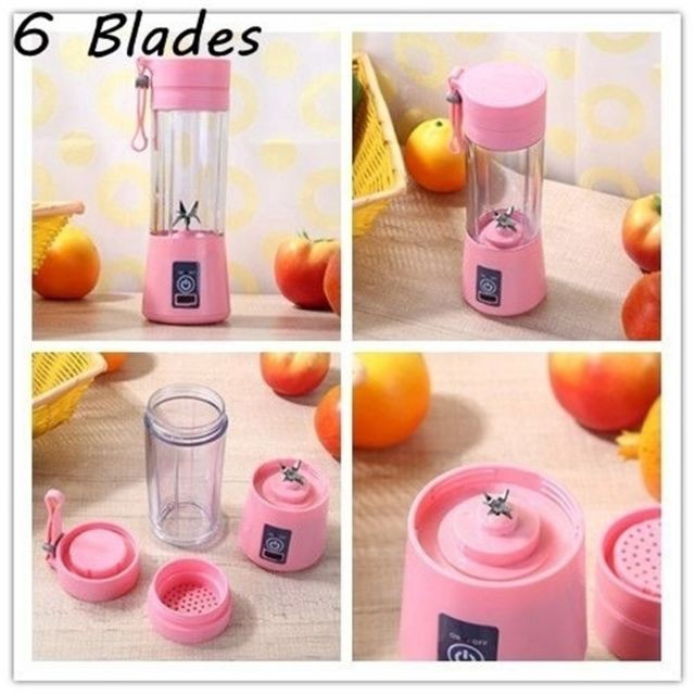 △◘BLENDER READY STOCK🎁 USB Portable Electric Mesin Fruit Juicer Cup Bottle Mixer Rechargeable Juice 6 Blade