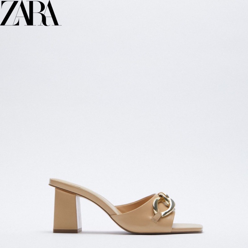 Zara Leather Mules Zara Mules With Chain Chain Mule Heels - Main Image