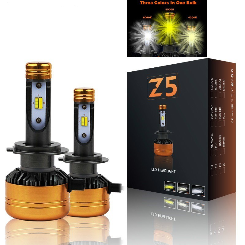 Z5 Car Headlight H4 LED H7 Bulb 3000K 4300K 6000K Dual 