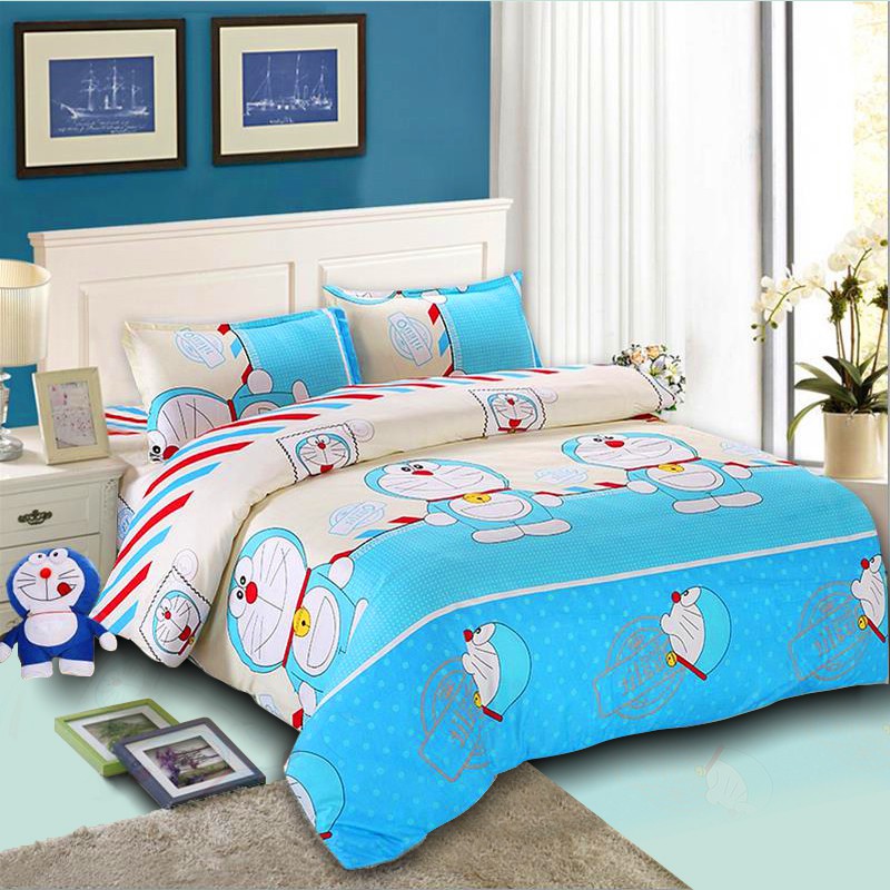 4pcs Bedding Set Non Cotton Cartoon Paul Frank Kt Cat Duvet Cover