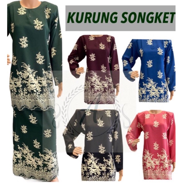  Baju  Kurung  2021 Corak  Songket Printed Como Crepe Shopee 