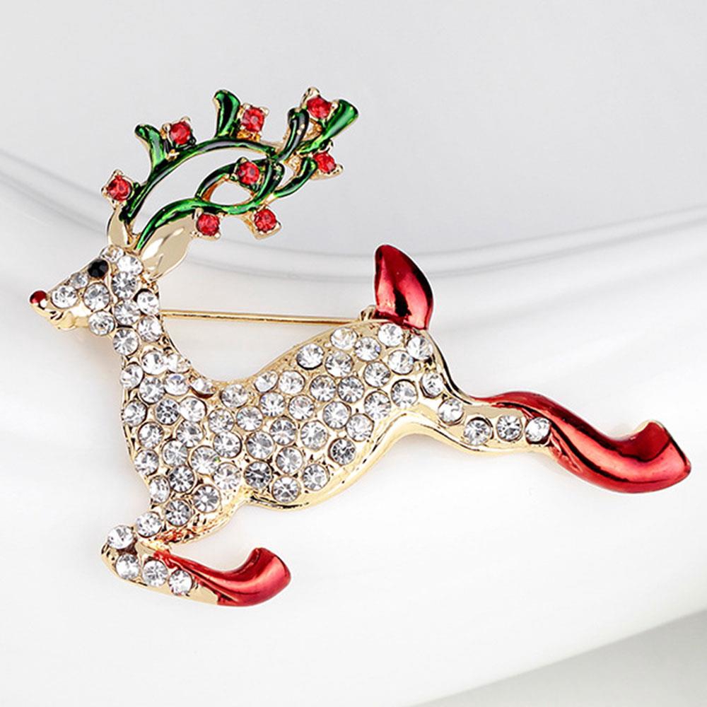 Pins & Brooches Fashion Christmas Deer Elk Animals Cyrtsal Rhinestone ...