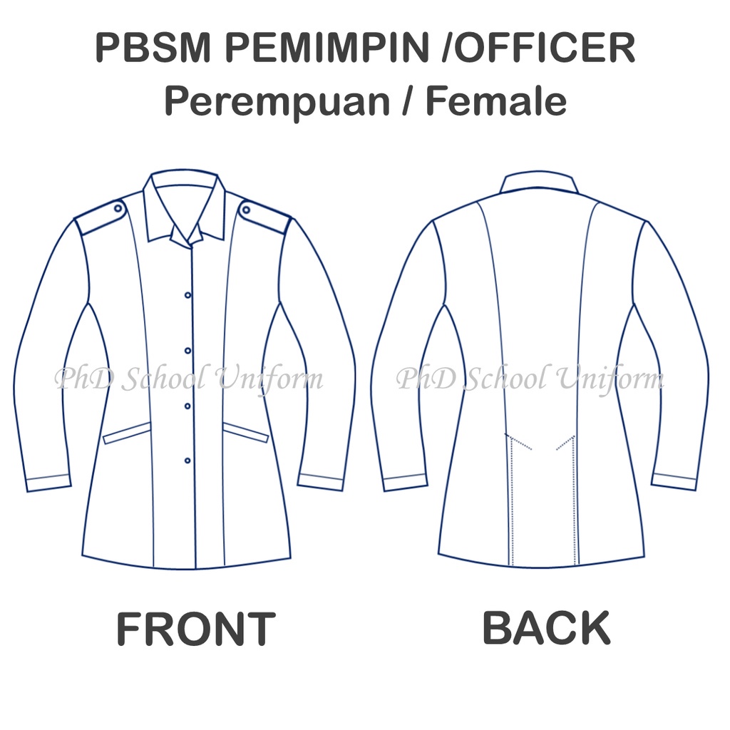 Phd Pbsm Officer Uniform Female L S Size 11 17 Pemimpin Guru Persatuan Bulan Sabit Malaysia Perempuan Lengan Panjang Shopee Malaysia