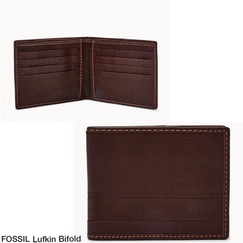 Fossil Men's Lufkin Wallet In Brown | Leather Bifold With Multiple Card Slots, ID Window | Model SML1390210