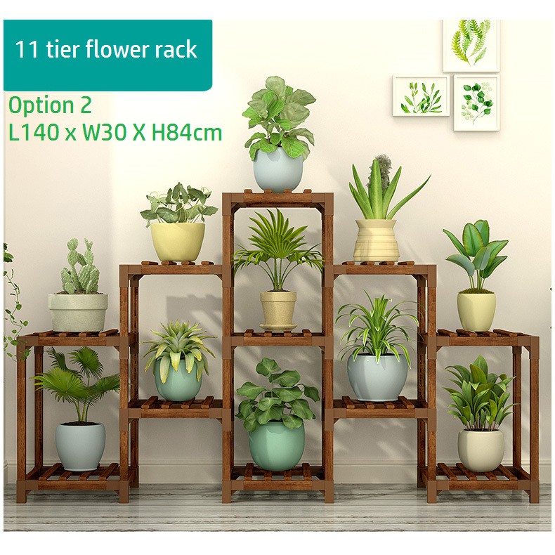 DIY Solid Wood Floor-standing Flower Rack Wooden Multi ...