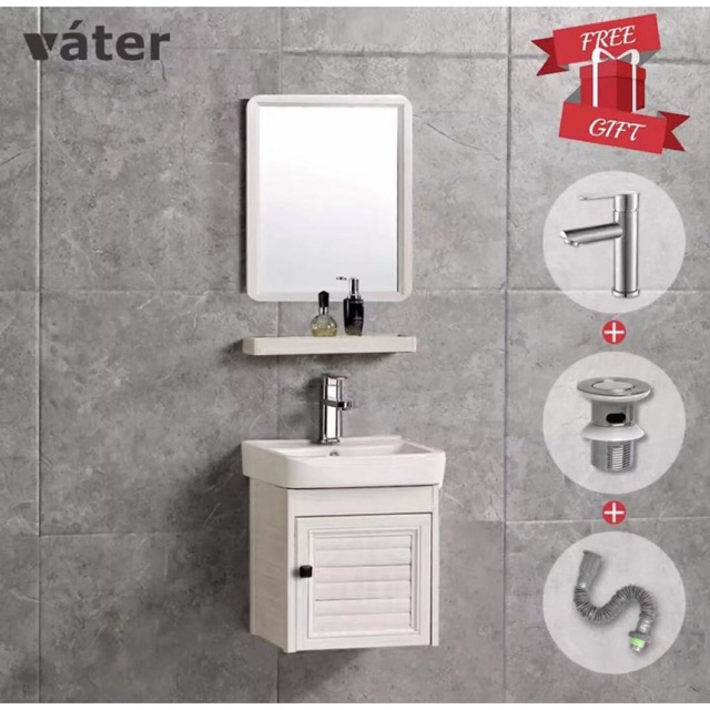 Vater Aluminium Bathroom Basin Cabinet Ceramic Sink 4040b Cream