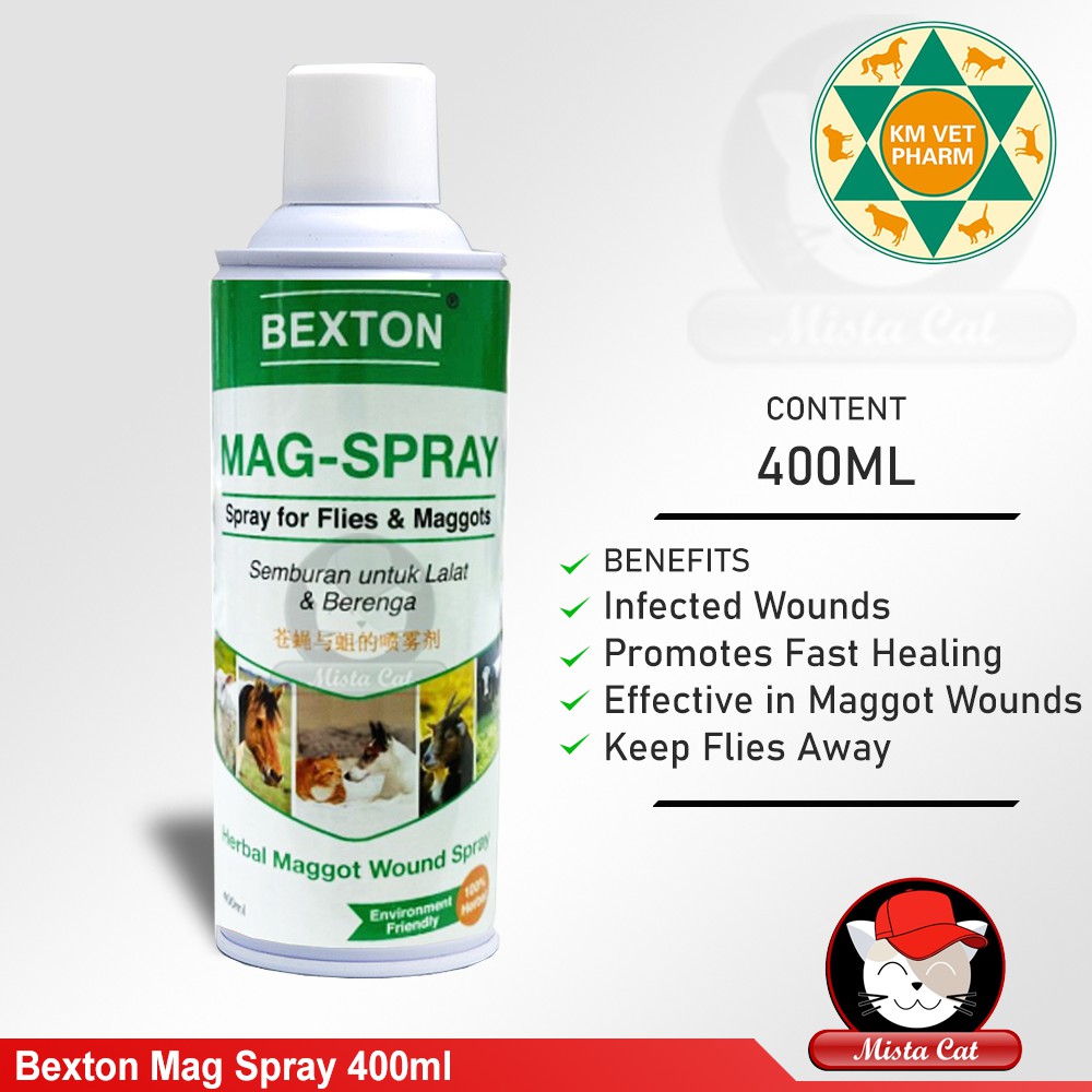 Bexton MagSpray Pet Wound Care Maggot Spray 400ml Mag Spray Kucing