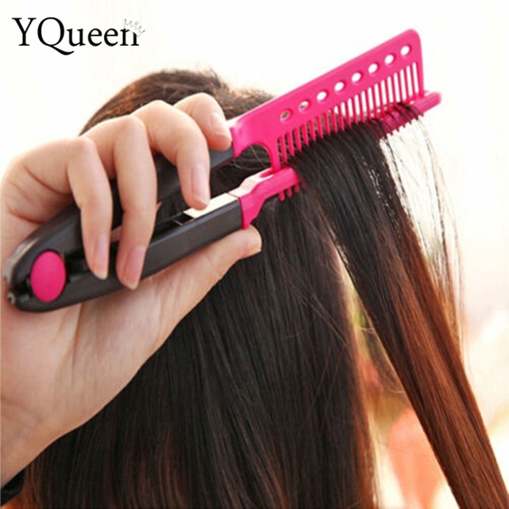 Portable DIY Salon Flat Iron Hair Straightener V Comb Hairdressing Styling  Tool | Shopee Malaysia
