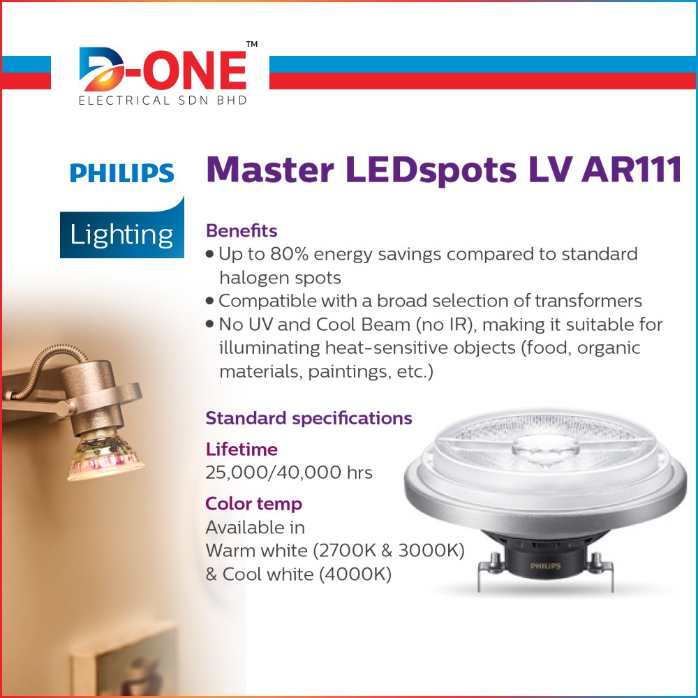 Philips LED Spots - Master LEDspots LV AR111 | Shopee Malaysia