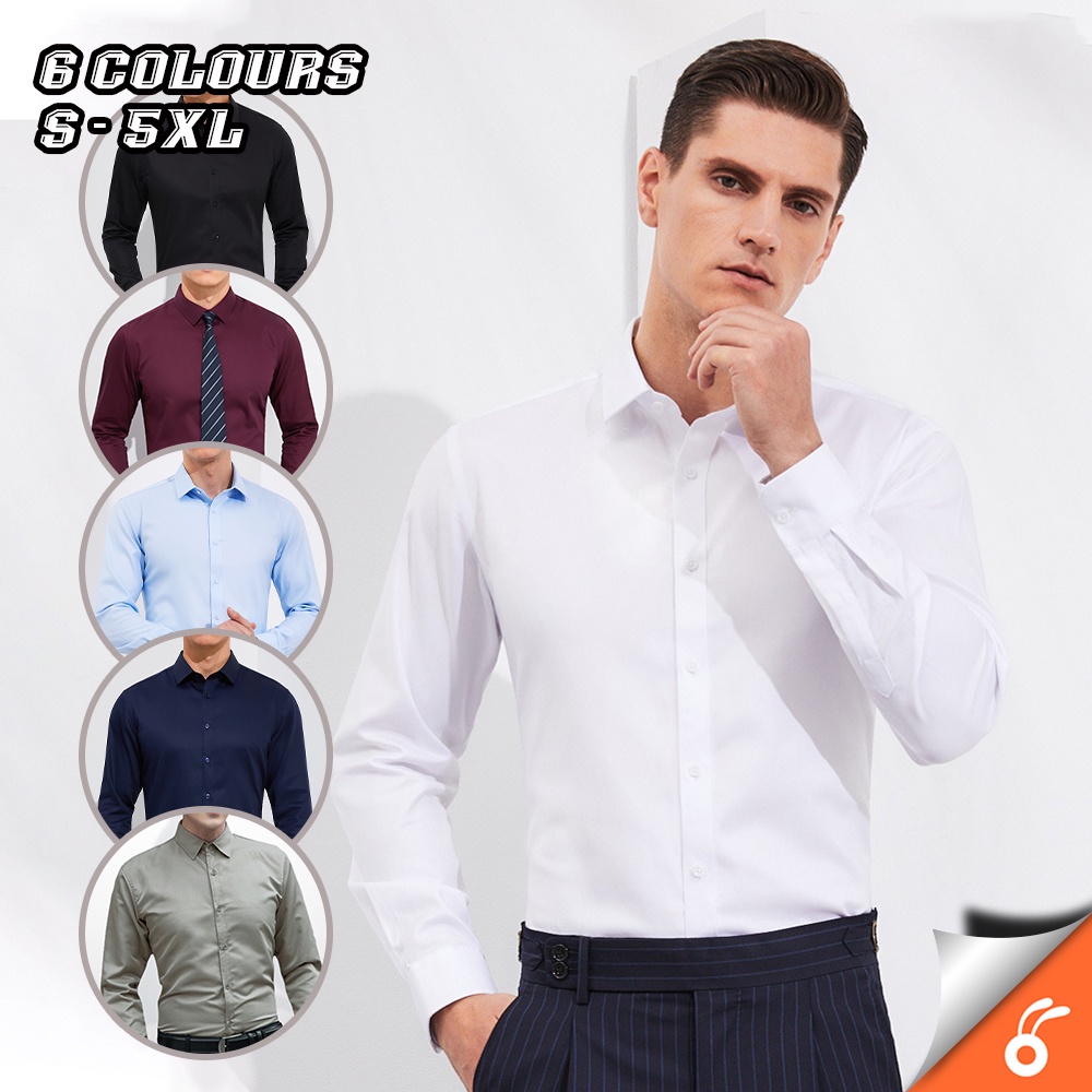 0311 LOUIS Men Formal Button Smart Casual Long Sleeve Slim Fit Kemeja Suit Shirt