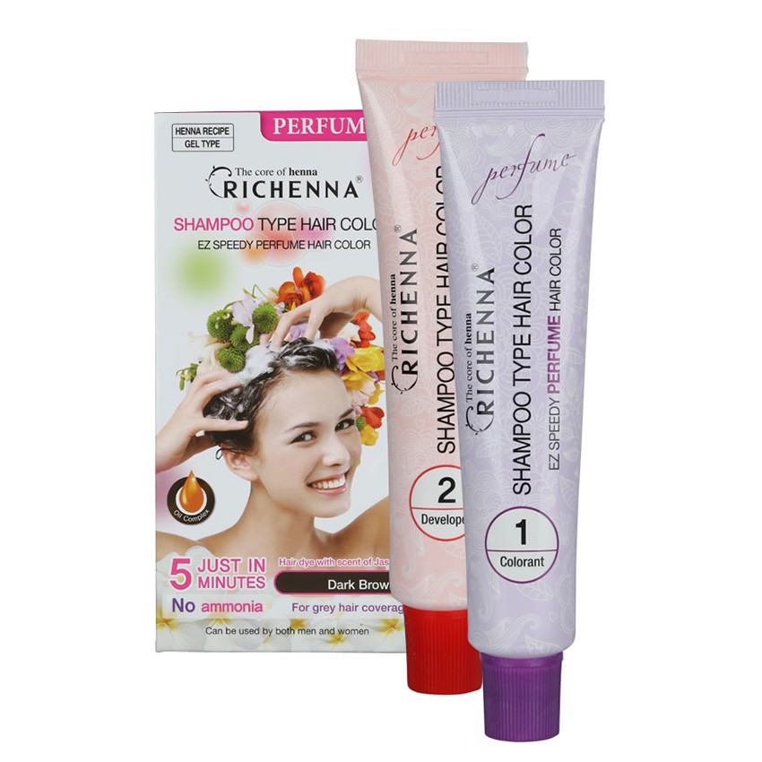 Richenna Ez Speedy Perfume Hair Color Shampoo Type Ammonia Free