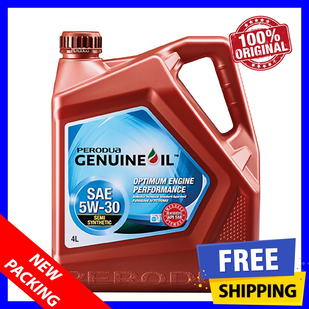 New Packing 100 Original Perodua 5w30 Semi Synthetic Engine Oil 4l 5w 30 Myvi Alza Axia Bezza Shopee Malaysia