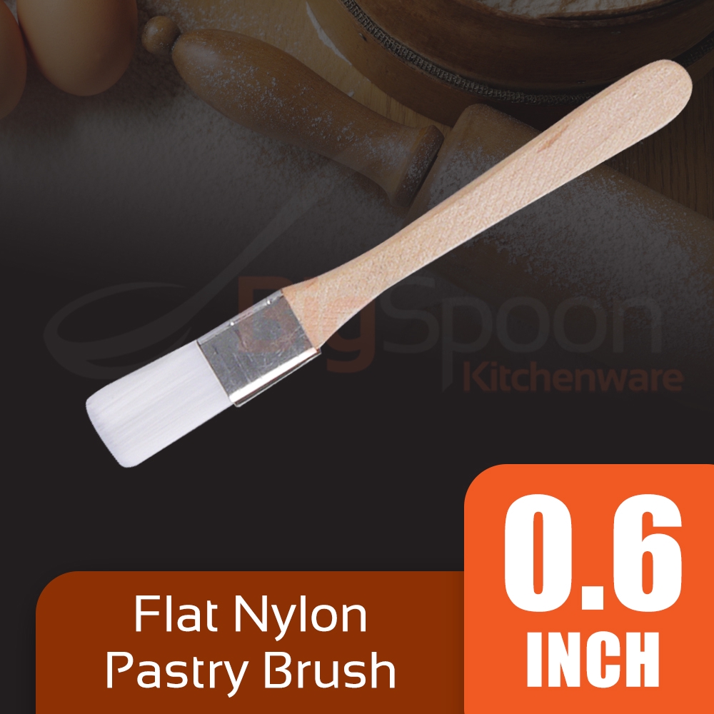 Bigspoon 0.6 Inch Flat Nylon Bristle Pastry Cooking Brush with Wooden Handle for basting, baking and cooking