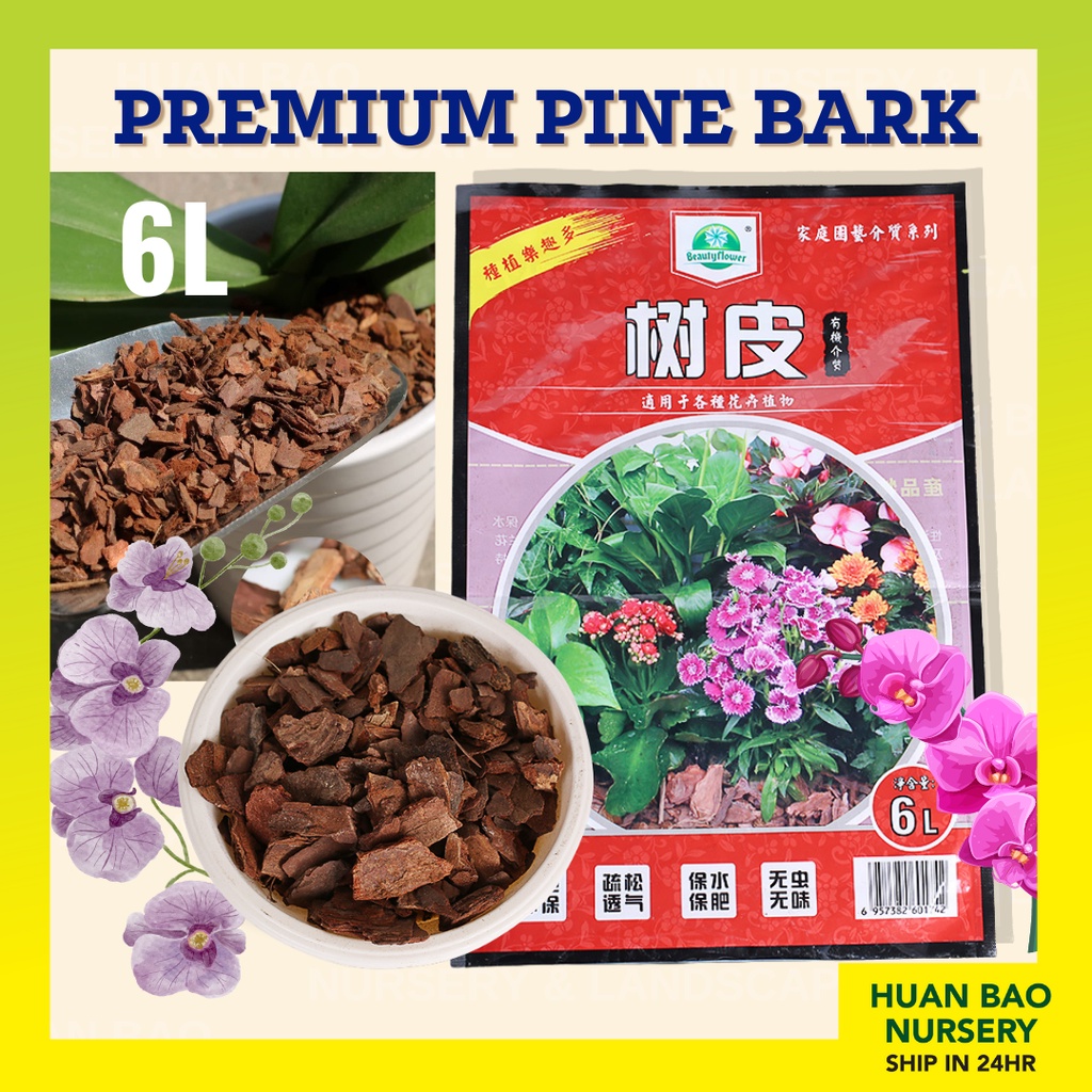 6Liter± Pine Bark Garden Plant Wood Orchid Natural Pine Wood Chips Turtle Reptile Nuggets Mulch Soil Fertilizer松鳞松树皮多肉胡姬