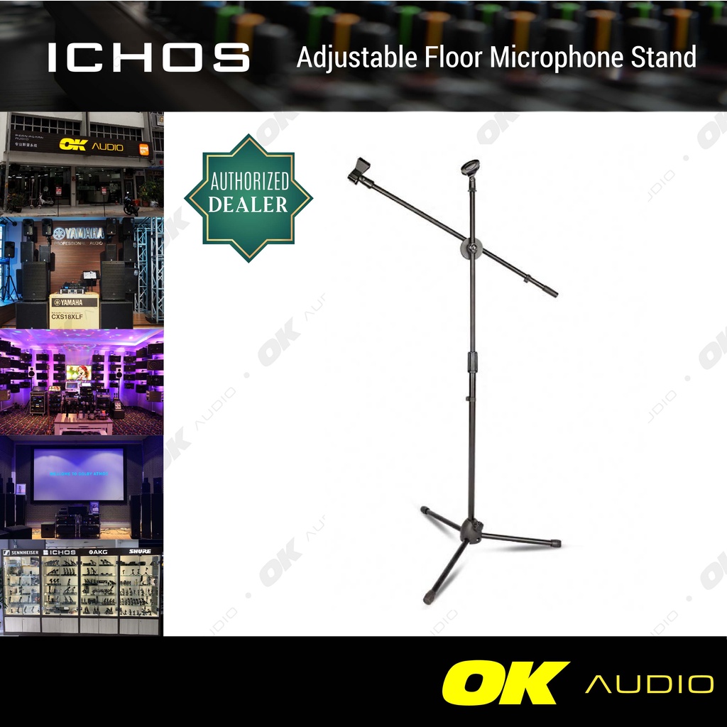 ICHOS Tripod Boom Microphone Stand with Two Mic Holders Shopee Malaysia
