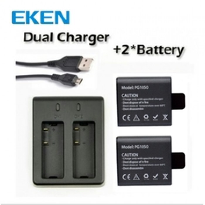 Eken Dual-Slot Battery Charger with Two 1050mAh Rechargeable Batteries for Eken