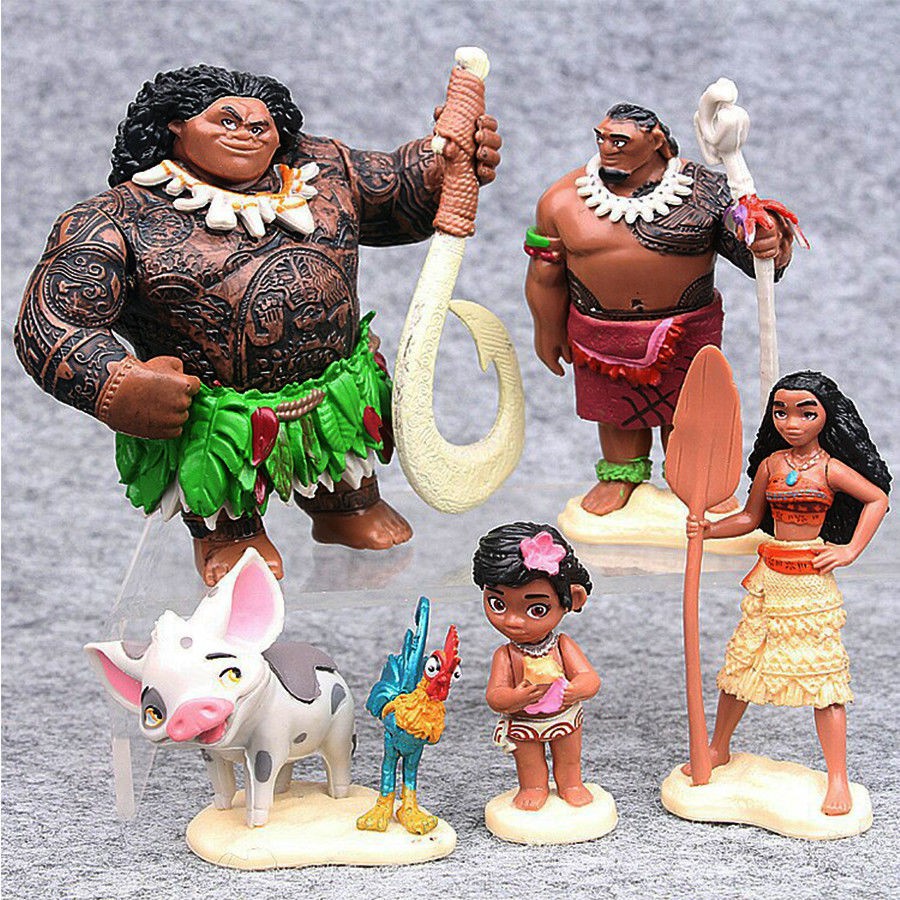 5pcs Set Moana Maui Hei Hei Playset Mini Action Figures Cake Topper Kids Toys Shopee Malaysia