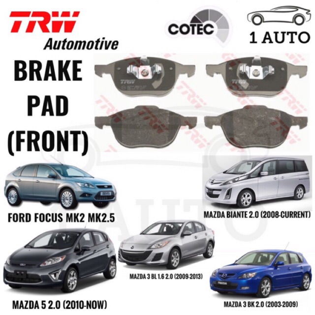 TRW FRONT BRAKE PAD for MAZDA BIANTE MAZDA 3 BK 1.6 2.0 (0309) MAZDA 3