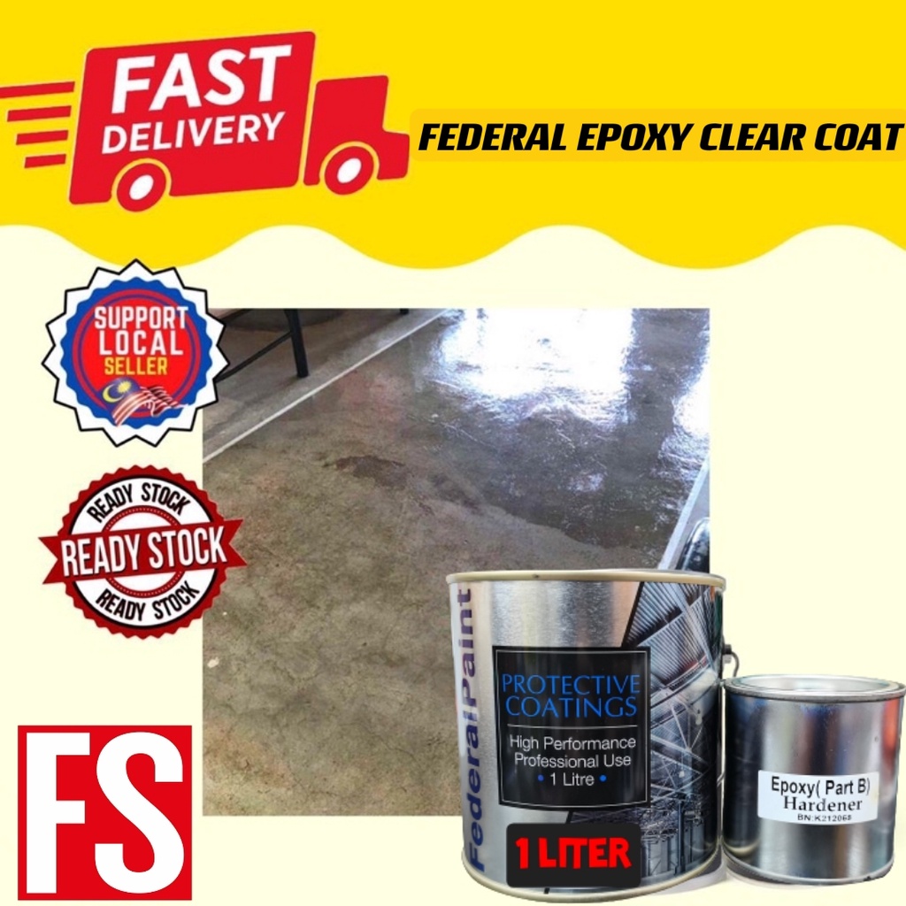 1L//5L FEDERAL EPOXY FLOOR PAINT [HEAVY DUTY] CLEAR COAT // FLAKE CLEAR
