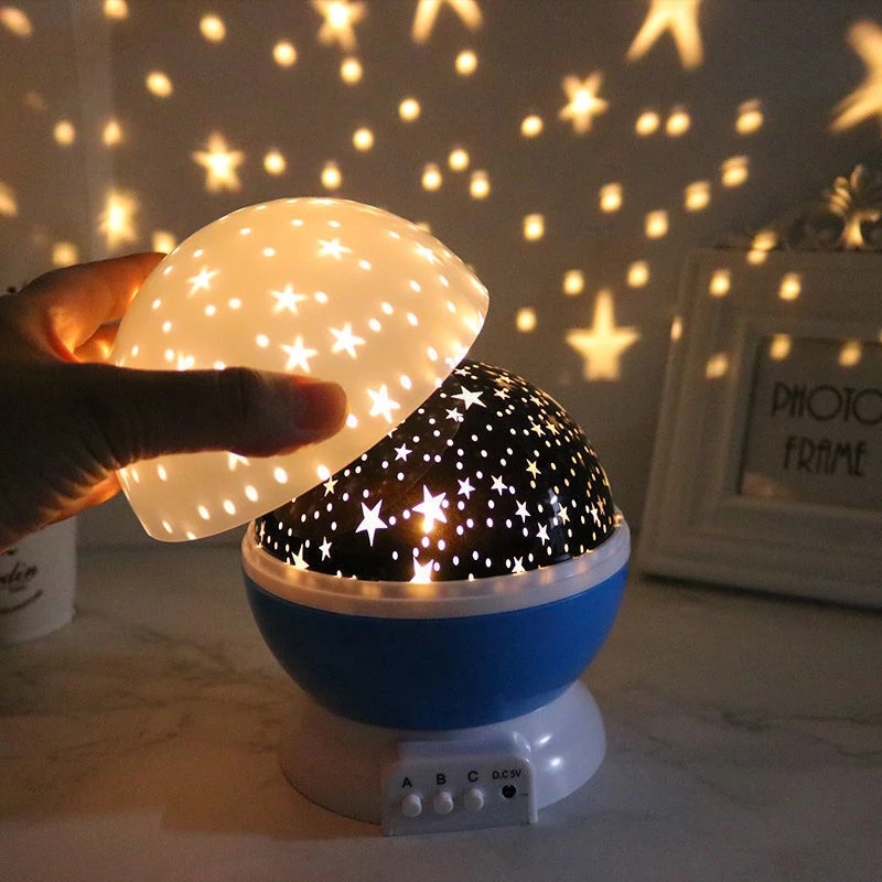 Starry Sky Projector Lamp 360° Rotating Multi-Color Star Moon Sky Night LED Lamp Light Lampu Hiasan Bilik Tidur Malam小夜灯