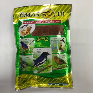 Emas 10 3 in 1 makanan burung bird feed (burung Tiong Mas, Thrush