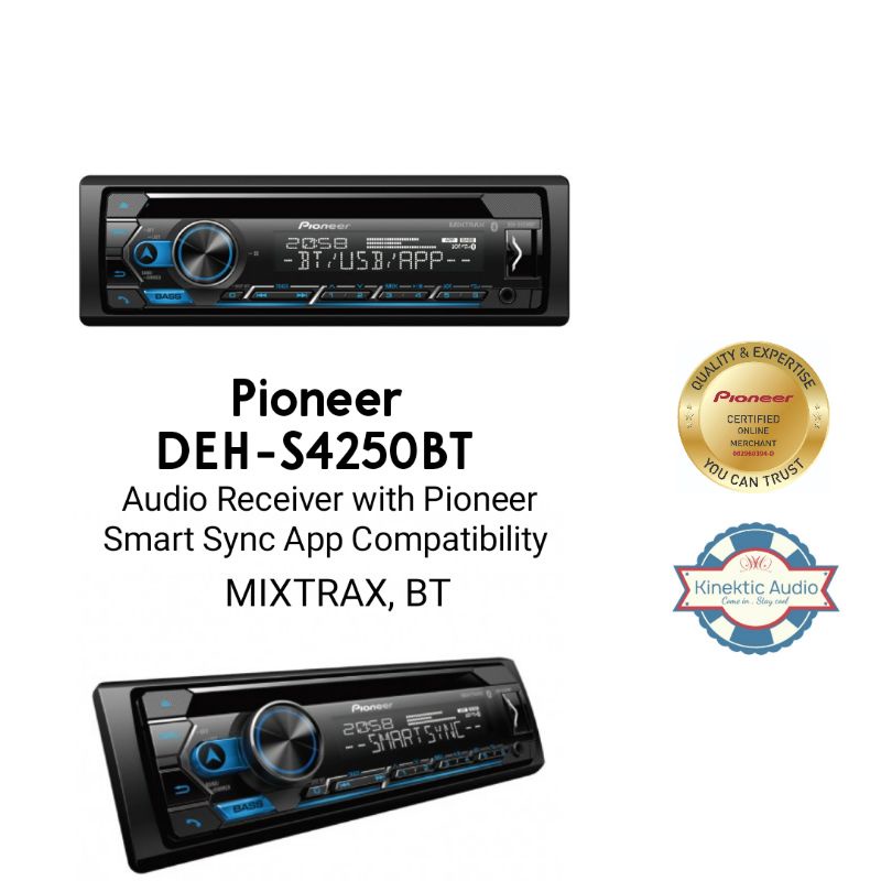 Pioneer DEHS4250BT Audio Receiver with Pioneer Smart Sync App