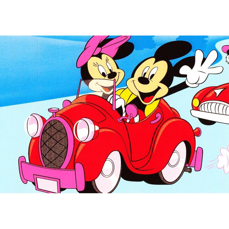 MICKEY AND MINNIE MOUSE DRIVE A CAR - Cartoon Super Single Bedsheet |  Shopee Malaysia