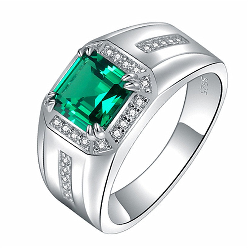 Cincin Perak Lelaki Batu Hijau Batu Putih Cincin Pertunangan Shopee Malaysia