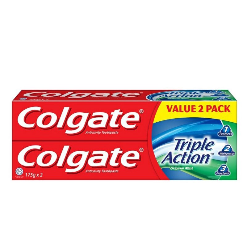 Colgate Anticavity Toothpaste Triple Action Original Mint (175g x 2
