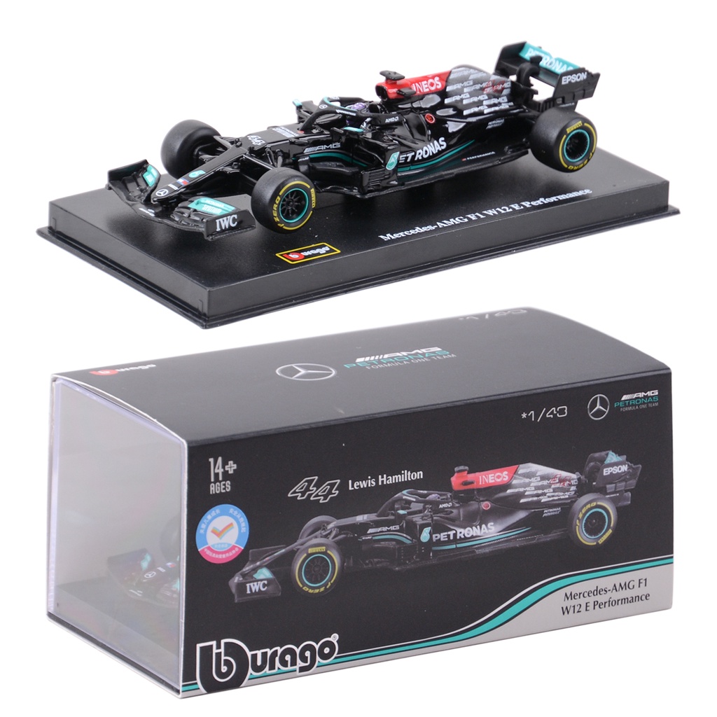 Bburago 1:43 Mercedes AMG 2021 W12 E Performance #44 Lewis Hamilton Static Simulation Diecast Alloy Model F1 Racing Formula Car