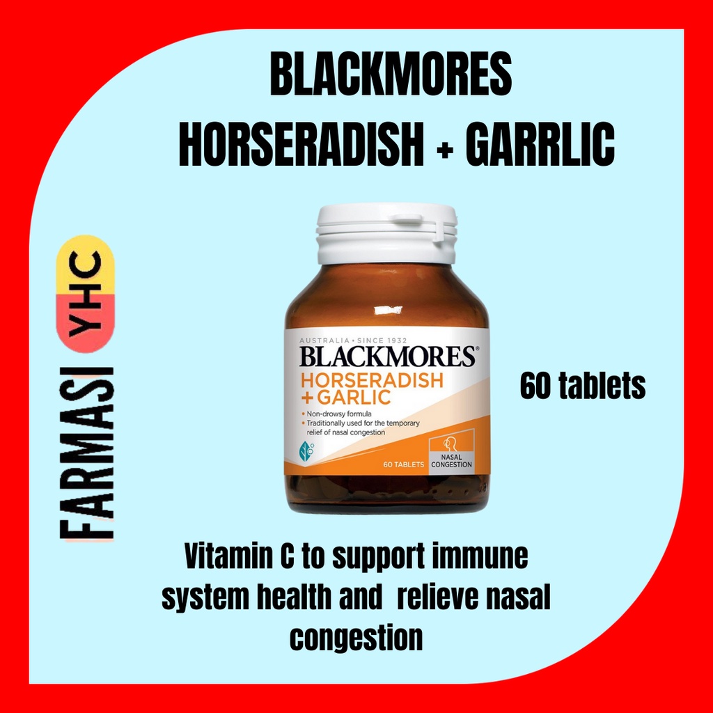 BLACKMORES HORSERADISH + GARLIC RELIEVE NASAL CONGESTION AND CONTAIN