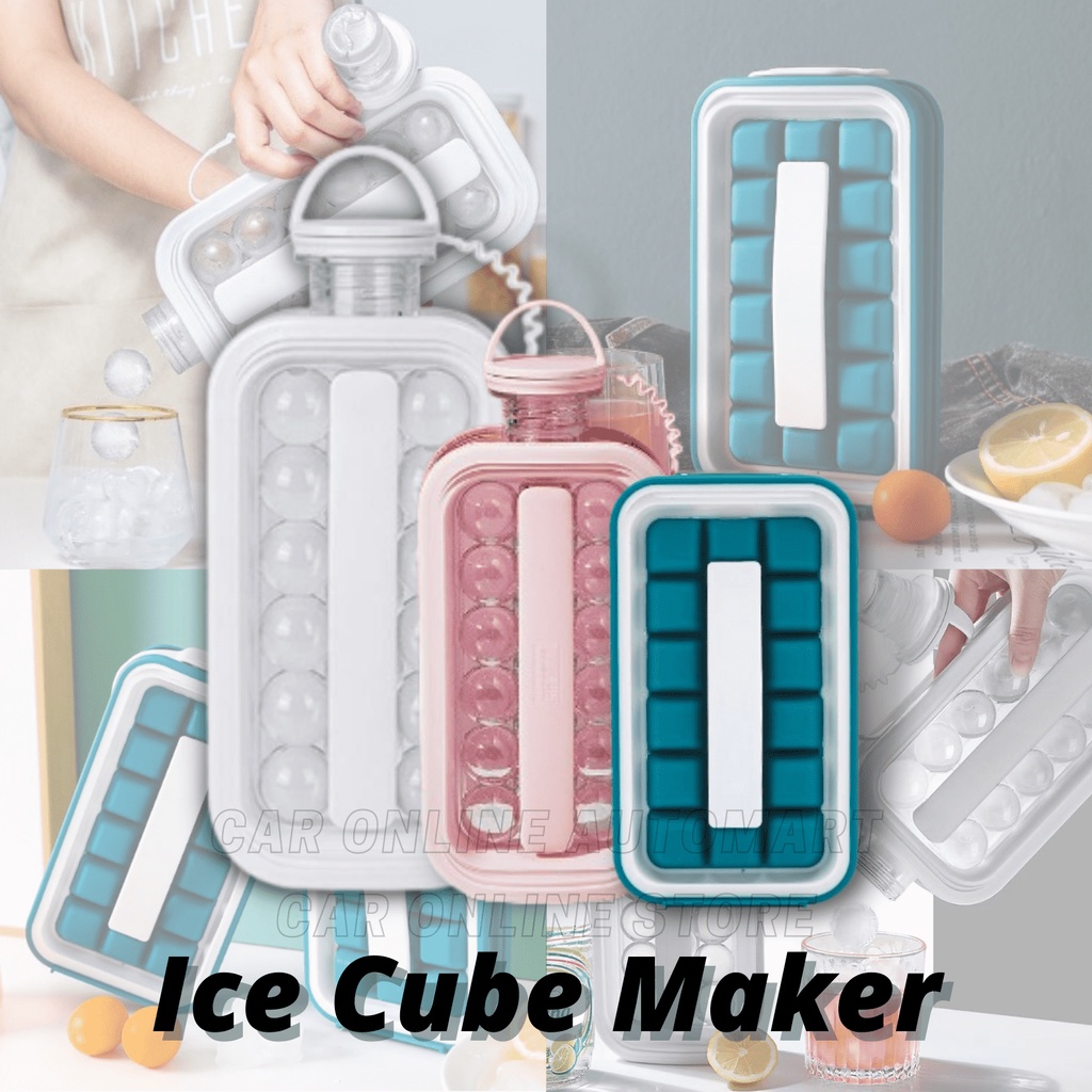 READY ✅ PINK WHITE GREEN Ice Cube Maker Bottle Kettle Ice Cube Tray Ice Ball Mold Leakproof Ice Maker Bekas Air Batu Ais