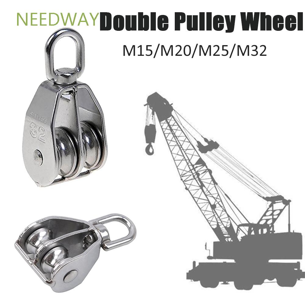M25 Swivel Double Wheel Pulley Block Rigging Lifting Rope Lifter Stainless Steel 