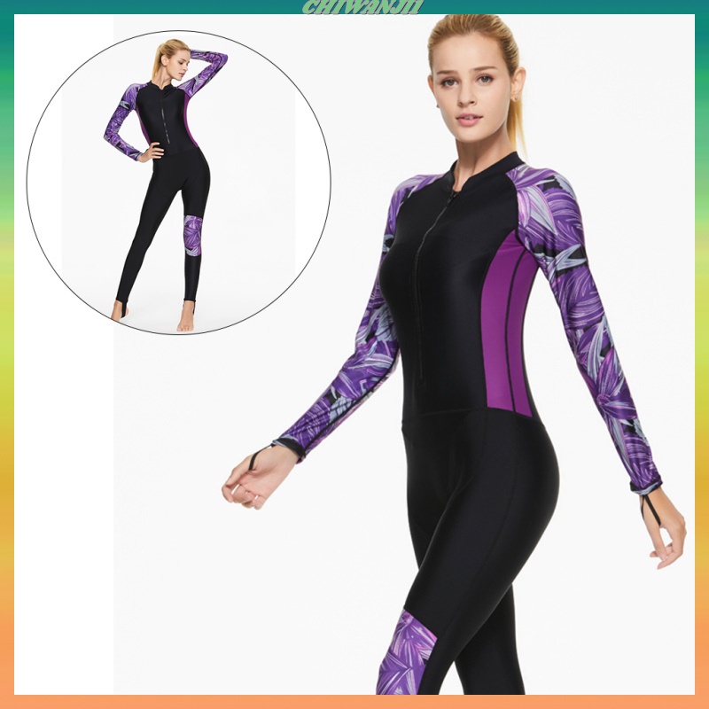 Chiwanjicdmy Wetsuit Women One Piece Full Body Uv Protection One Piece Long Sleeves Scuba Diving Suits Front Zipper Swimsuit For Scuba Surf Snorkeling Swimming Shopee Malaysia