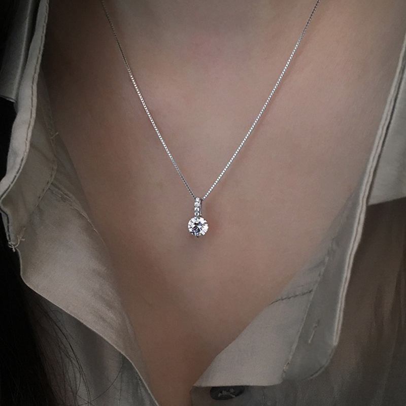 Trendy 925 Sterling Silver AAA Zircon Necklaces Shiny Diamond PendantsFor Women Engagement Choker Fine Jewelry