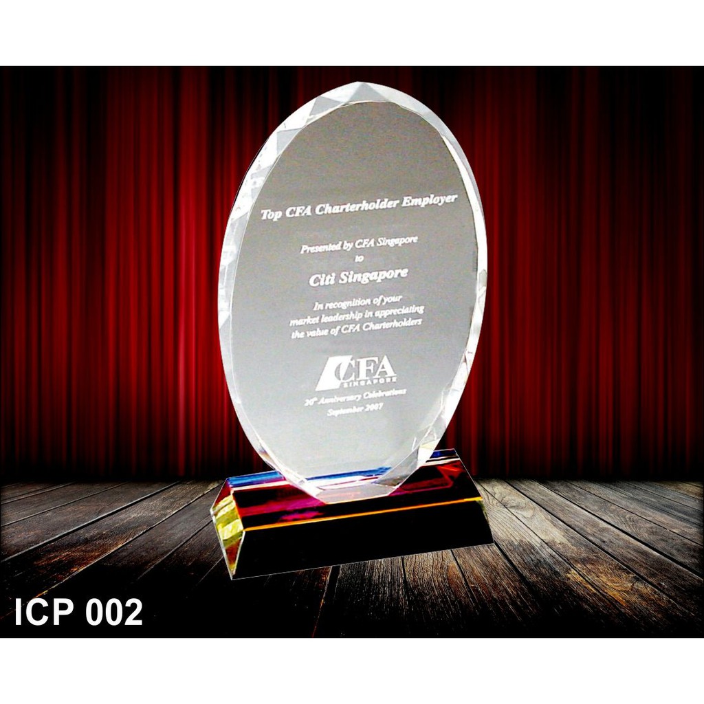 ICP 002 RETIREMENT CRYSTAL PLAQUE