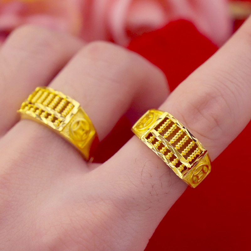 Abacus Ring 18k Gold Plated Men Women Rings Open Resizable Shopee Malaysia
