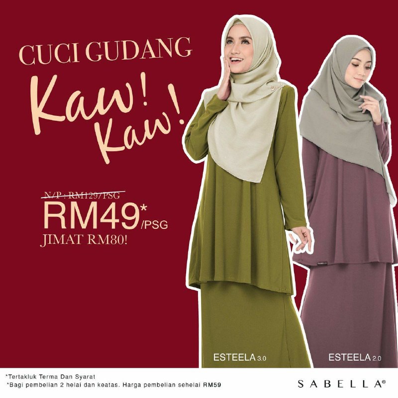 ESTELLA 2 0 SABELLA  BAJU  KURUNG  MUSLIMAH TANPA GOSOK 