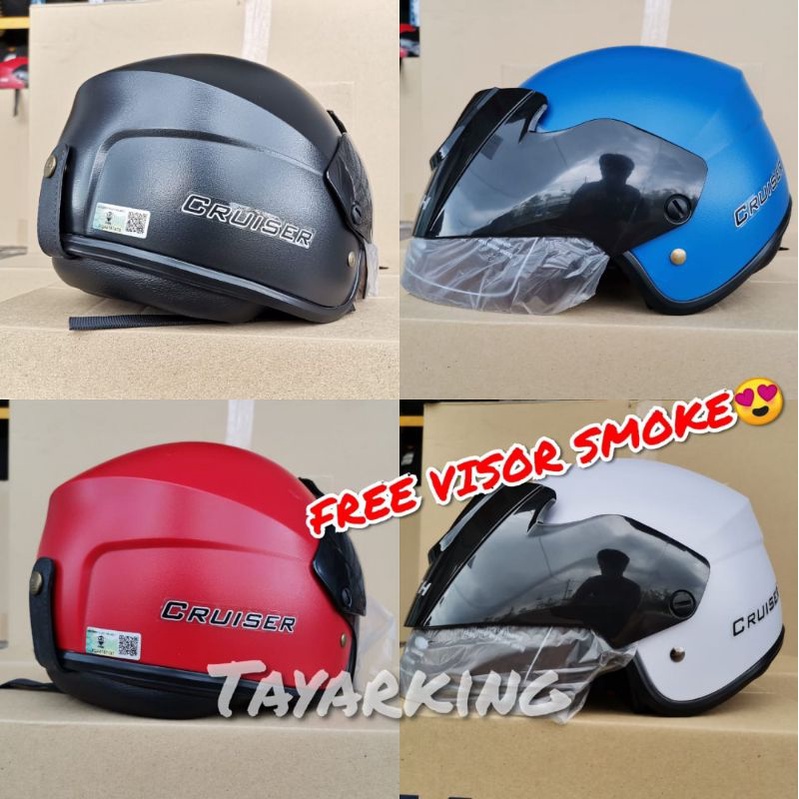 FAST SHIPPING 👍 HELMET KEITH CRUISER SGV KH STENG SEPARUH HALF WHITE ...