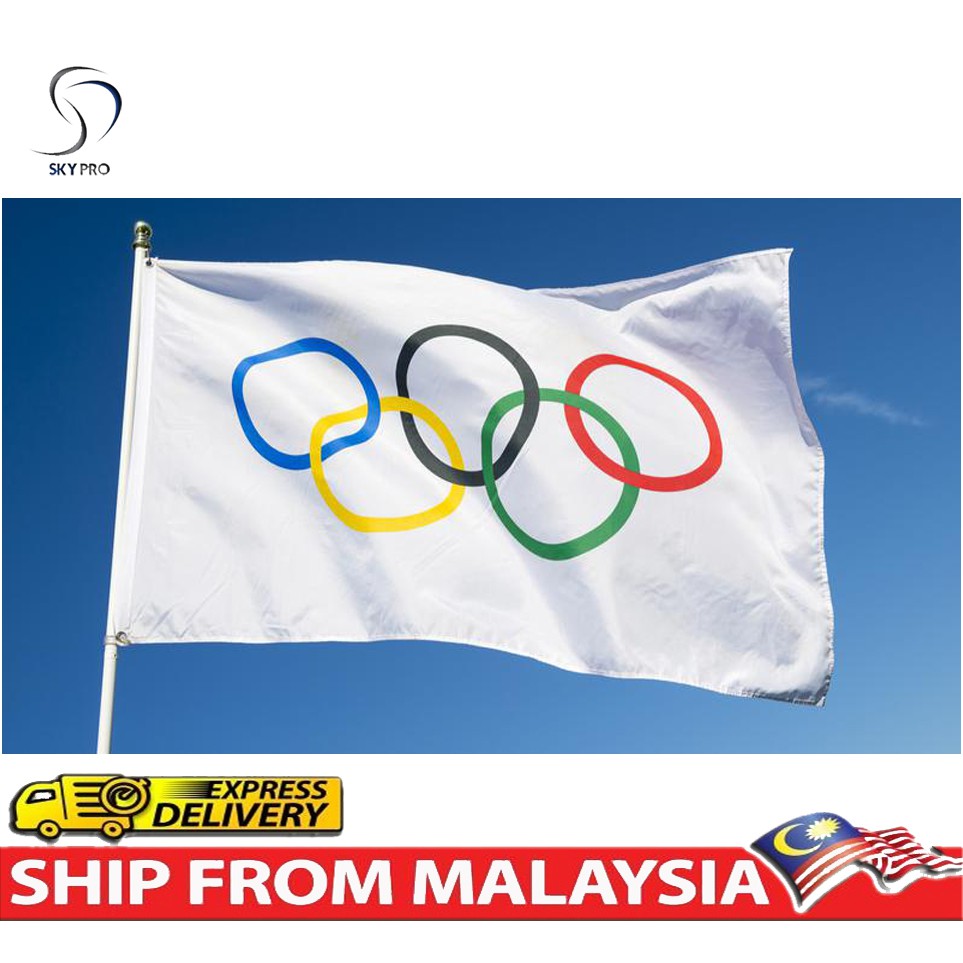 Big Olympic Flag 3x5 Ft Ready Stocks Malaysia Shopee Malaysia