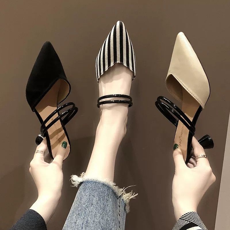High heels*2020 summer new sexy outerwear shoes fashion slippers pointed high heels temperament sandals stiletto women's shoes trend