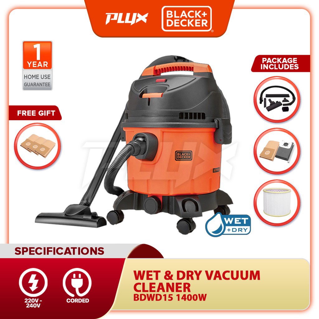 BLACK & DECKER BDWD15 Wet & Dry Vacuum Cleaner Blower (1400W) Vakum ...