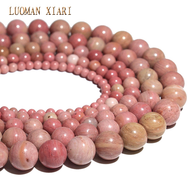 LUOMAN XIARI Spot Sales Factory Wholesale 100% Natural Red Rhodochrosite Loose Round Stone Beads For Jewelry Making DIY Necklace Bracelet Accessories 4/6/8/10mm 1strand about 38cm