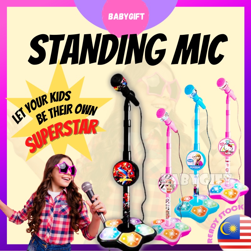 BABYGIFT Microphone Standing Kids Toys Singing Mic Toy Karaoke Mic with Light Musical Toys Mainan Budak Perempuan Murah