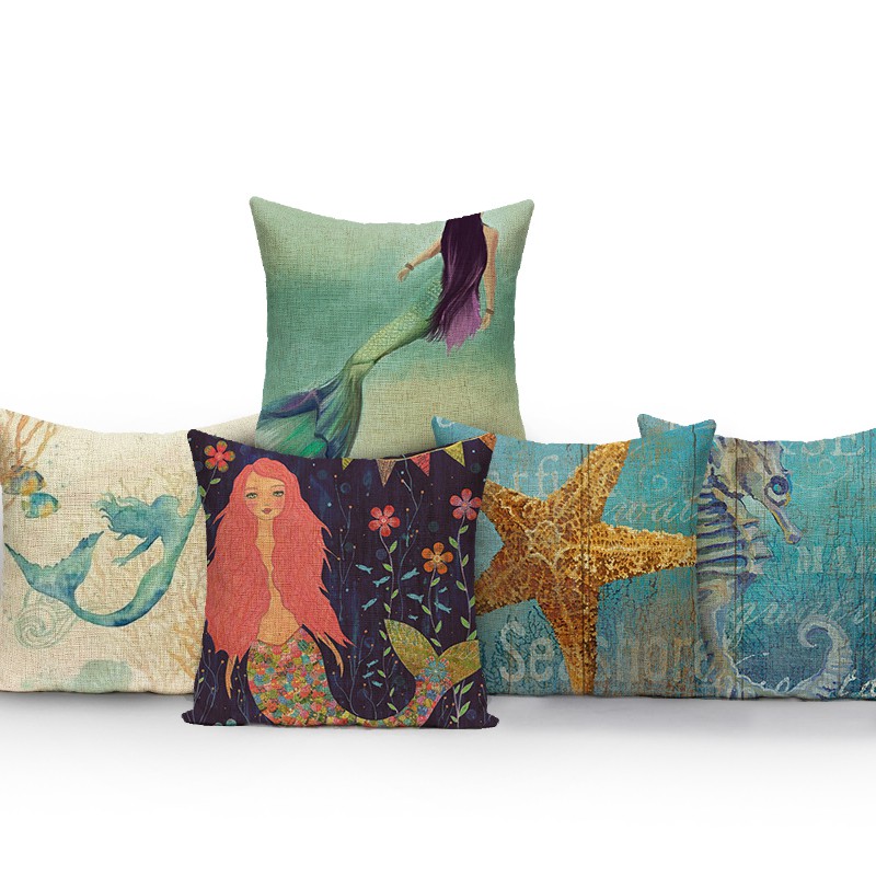 Mermaid Star Star Octopus Pillow Throw Pillow Case Sofa Cushion